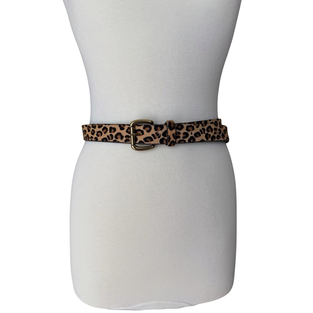 VTG JCrew Y2K Leopard Cheetah Calf Hair Belt Leather Animal Print Mob Wife 90s